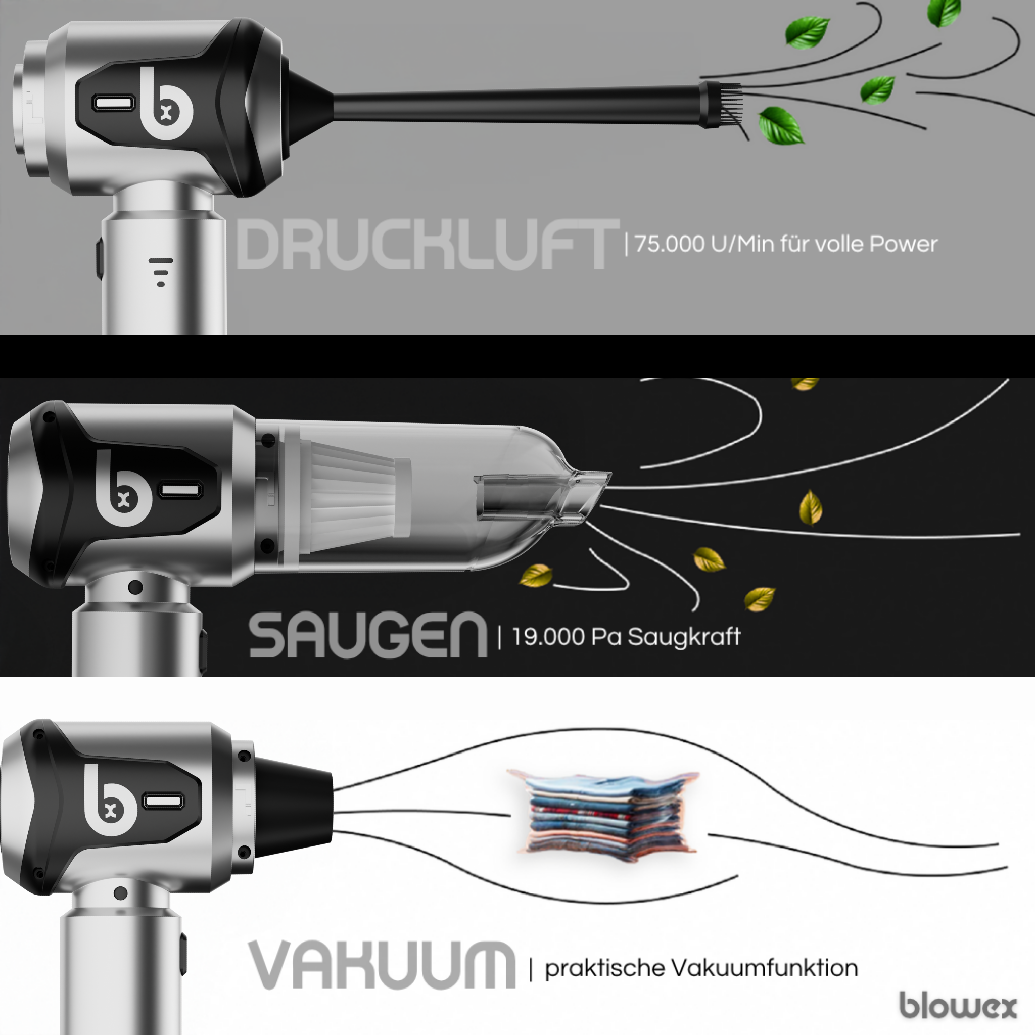 Blowex X2 Pro® - 3 in 1 Handstaubsauger
